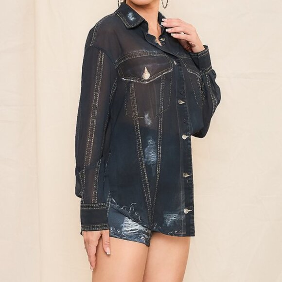 Blue Denim Effect Matching Set - Picture 3 of 5